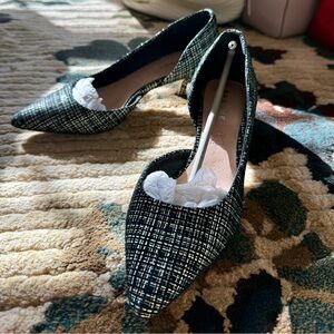 Basque Black and White Patterned Heels